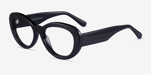 Dahlia Black AcetateEyeglass Frames from EyeBuyDirect, Angle View