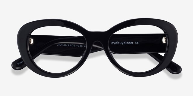 Dahlia Black AcetateEyeglass Frames from EyeBuyDirect, Closed View
