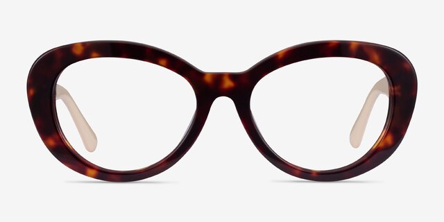 Dahlia Tortoise & Cream AcetateEyeglass Frames from EyeBuyDirect, Front View
