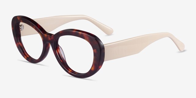 Dahlia Tortoise & Cream AcetateEyeglass Frames from EyeBuyDirect, Angle View
