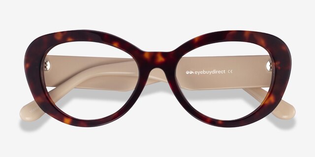 Dahlia Tortoise & Cream AcetateEyeglass Frames from EyeBuyDirect, Closed View