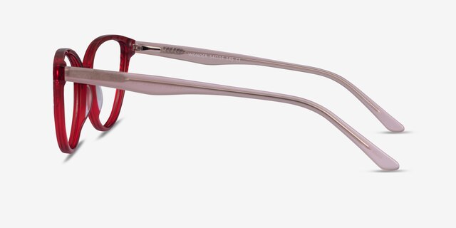 Wonder Clear Red Pink AcetateEyeglass Frames from EyeBuyDirect, Side View