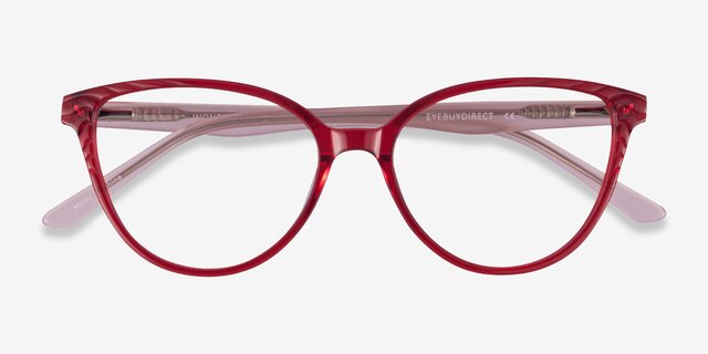 Wonder Clear Red Pink AcetateEyeglass Frames from EyeBuyDirect, Closed View