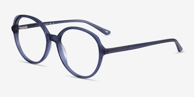 Pure Clear Blue AcétateMontures de lunettes de vue d'EyeBuyDirect, Vue d'Angle