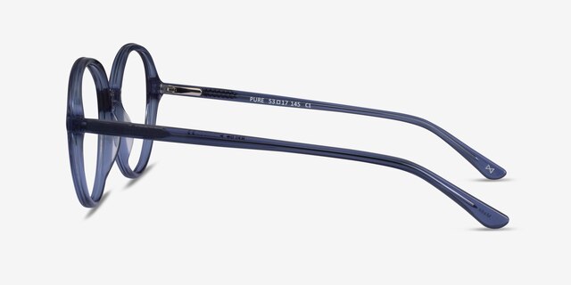 Pure Clear Blue AcétateMontures de lunettes de vue d'EyeBuyDirect, Vue de Côté