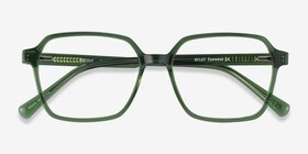 Bucolic Clear Green Acétate Montures de lunettes de vue d'EyeBuyDirect, Vue Rapprochée