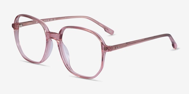 Natural Clear Pink AcétateMontures de lunettes de vue d'EyeBuyDirect, Vue d'Angle