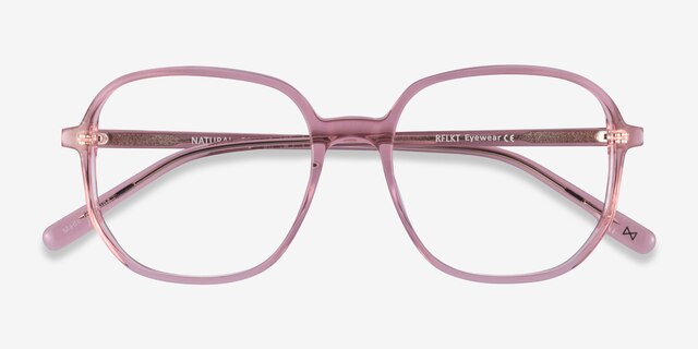 Natural Clear Pink AcétateMontures de lunettes de vue d'EyeBuyDirect, Vue Rapprochée