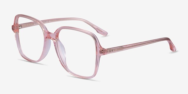Bloom Clear Pink AcétateMontures de lunettes de vue d'EyeBuyDirect, Vue d'Angle