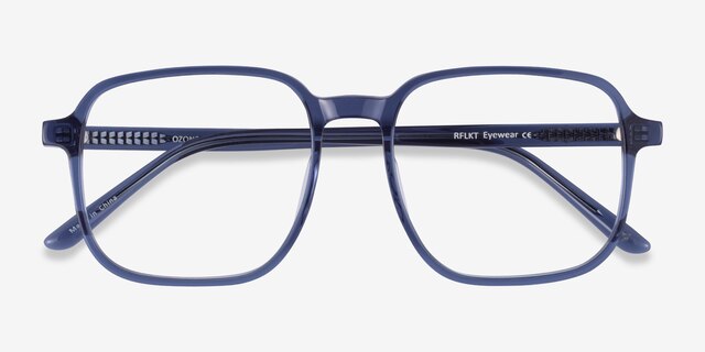 Ozone Clear Blue AcetateEyeglass Frames from EyeBuyDirect, Closed View