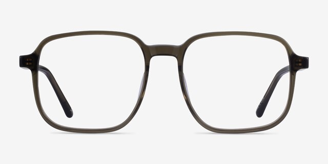 Ozone Clear Dark Green AcétateMontures de lunettes de vue d'EyeBuyDirect, Vue de Face