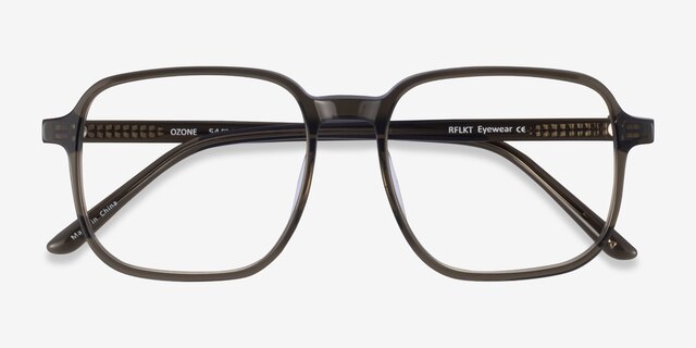 Ozone Clear Dark Green AcétateMontures de lunettes de vue d'EyeBuyDirect, Vue Rapprochée
