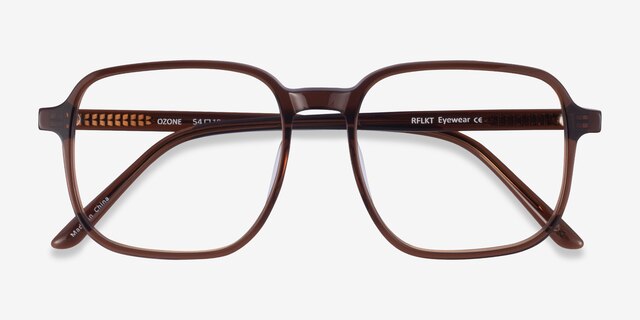 Ozone Clear Brown AcétateMontures de lunettes de vue d'EyeBuyDirect, Vue Rapprochée