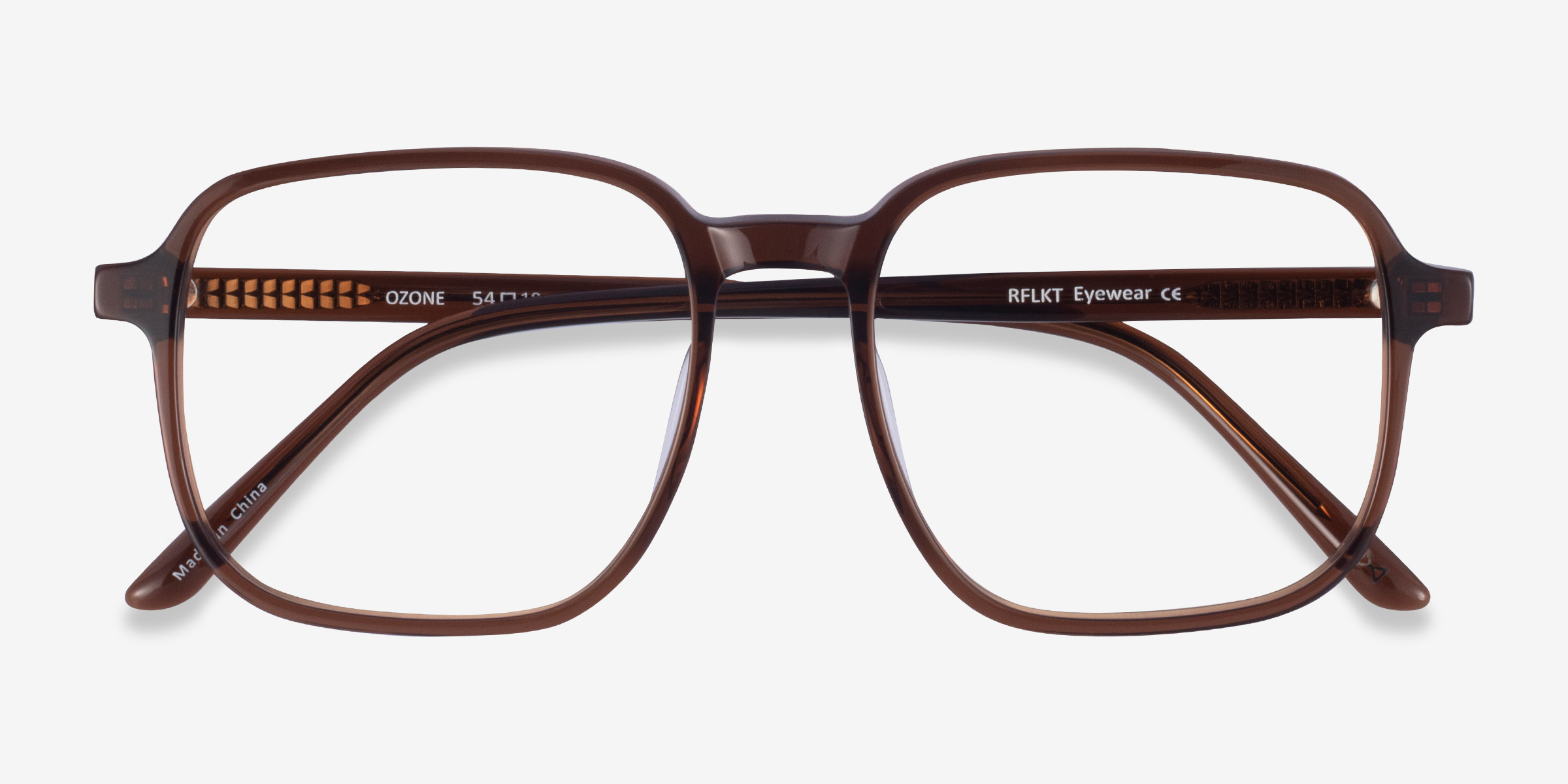 Ozone Square Clear Brown Glasses for Men | Eyebuydirect