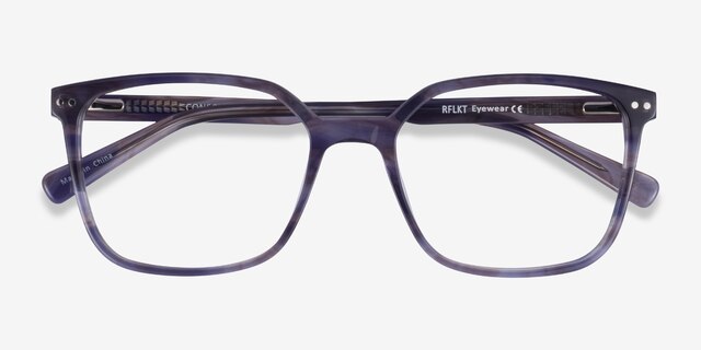 Conscious Blue Striped AcetateEyeglass Frames from EyeBuyDirect, Closed View