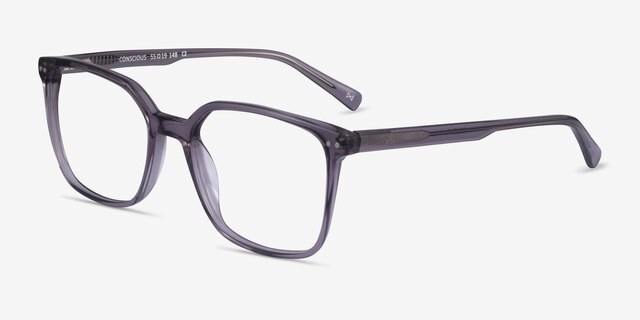 Conscious Clear Gray AcétateMontures de lunettes de vue d'EyeBuyDirect, Vue d'Angle