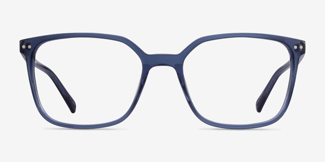Conscious Clear Blue AcetateEyeglass Frames from EyeBuyDirect, Front View