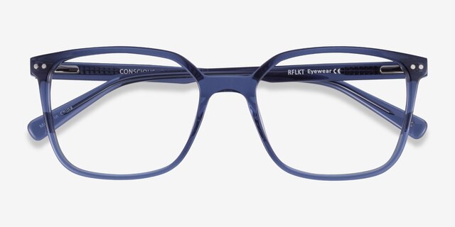 Conscious Clear Blue AcetateEyeglass Frames from EyeBuyDirect, Closed View