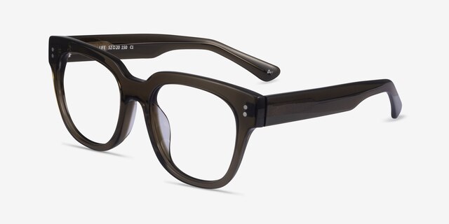 Life Clear Dark Green AcetateEyeglass Frames from EyeBuyDirect, Angle View