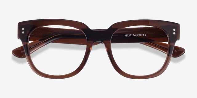 Life Clear Brown AcétateMontures de lunettes de vue d'EyeBuyDirect, Vue Rapprochée