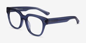 Life Clear Blue Acétate Montures de lunettes de vue d'EyeBuyDirect, Vue d'Angle