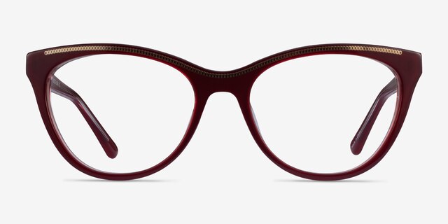 Felicity Burgundy Gold AcetateEyeglass Frames from EyeBuyDirect, Front View