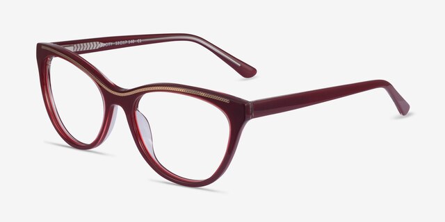Felicity Burgundy Gold AcetateEyeglass Frames from EyeBuyDirect, Angle View