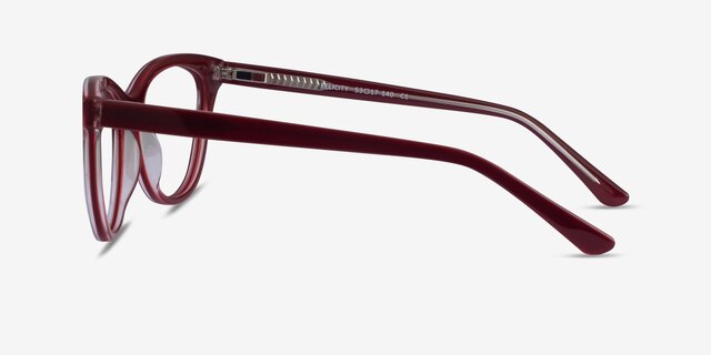 Felicity Burgundy Gold AcetateEyeglass Frames from EyeBuyDirect, Side View