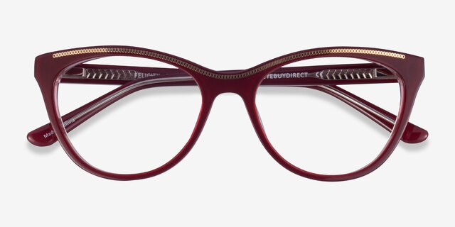 Felicity Burgundy Gold AcetateEyeglass Frames from EyeBuyDirect, Closed View