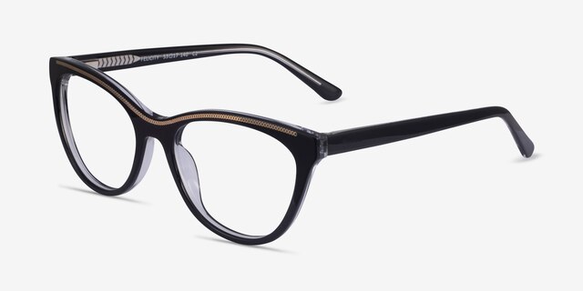 Felicity Black Gold AcetateEyeglass Frames from EyeBuyDirect, Angle View
