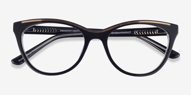 Felicity Black Gold AcetateEyeglass Frames from EyeBuyDirect, Closed View
