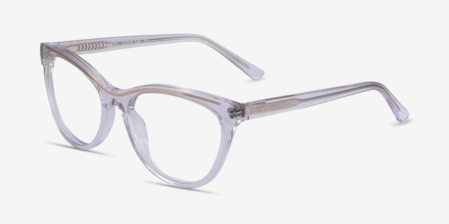 Felicity Clear Gold AcetateEyeglass Frames from EyeBuyDirect, Angle View