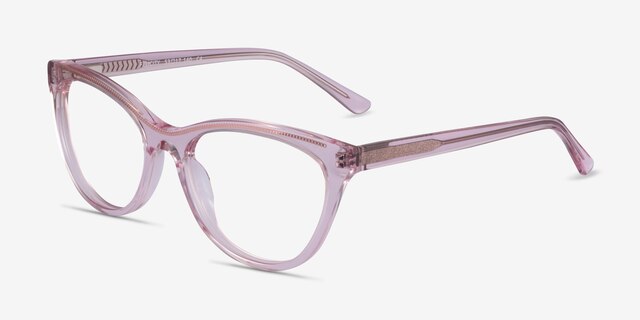 Felicity Clear Pink Rose Gold AcetateEyeglass Frames from EyeBuyDirect, Angle View