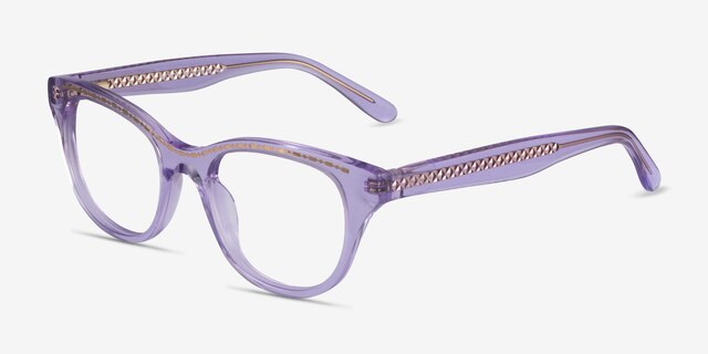 Arcady Clear Purple Gold AcetateEyeglass Frames from EyeBuyDirect, Angle View