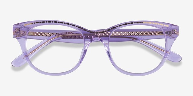 Arcady Clear Purple Gold AcetateEyeglass Frames from EyeBuyDirect, Closed View