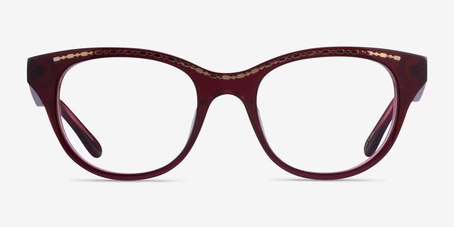 Arcady Burgundy Gold AcétateMontures de lunettes de vue d'EyeBuyDirect, Vue de Face
