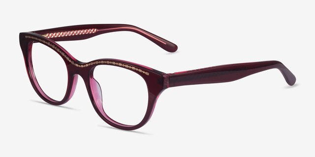 Arcady Burgundy Gold AcétateMontures de lunettes de vue d'EyeBuyDirect, Vue d'Angle