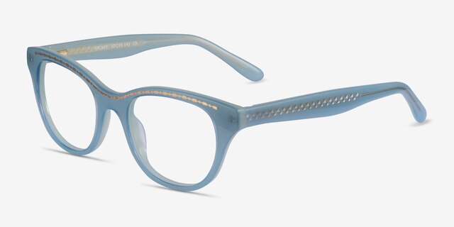 Arcady Blue Gold AcetateEyeglass Frames from EyeBuyDirect, Angle View