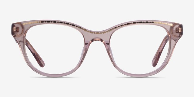 Arcady Clear Pink Gold AcetateEyeglass Frames from EyeBuyDirect, Front View