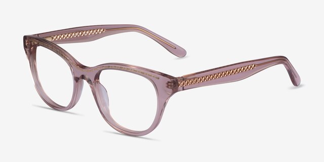 Arcady Clear Pink Gold AcetateEyeglass Frames from EyeBuyDirect, Angle View