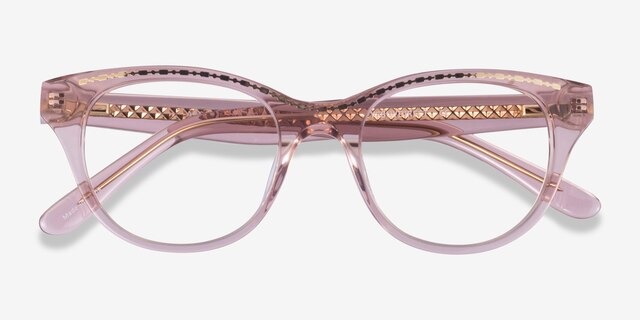 Arcady Clear Pink Gold AcetateEyeglass Frames from EyeBuyDirect, Closed View