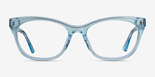 Arabesque Clear Blue Silver Acetate Eyeglass Frames