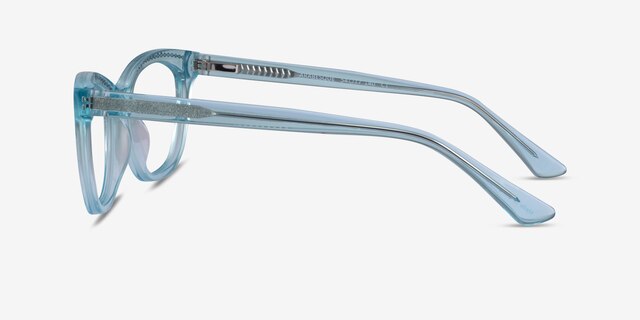 Arabesque Clear Blue Silver AcetateEyeglass Frames from EyeBuyDirect, Side View