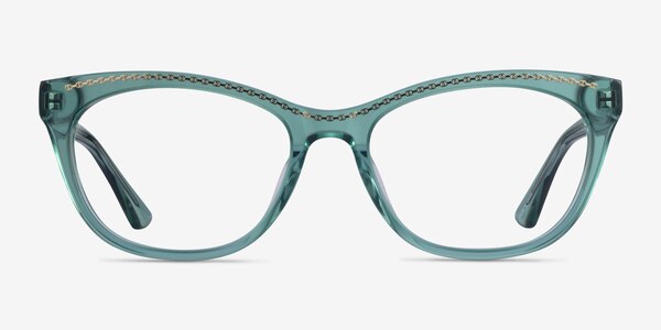 Arabesque Clear Green Gold Acetate Eyeglass Frames