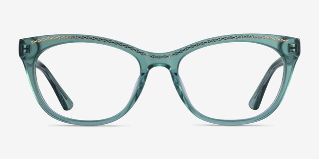 Arabesque Clear Green Gold AcétateMontures de lunettes de vue d'EyeBuyDirect, Vue de Face