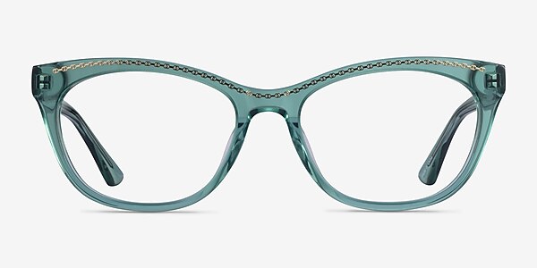 Arabesque Clear Green Gold Acetate Eyeglass Frames