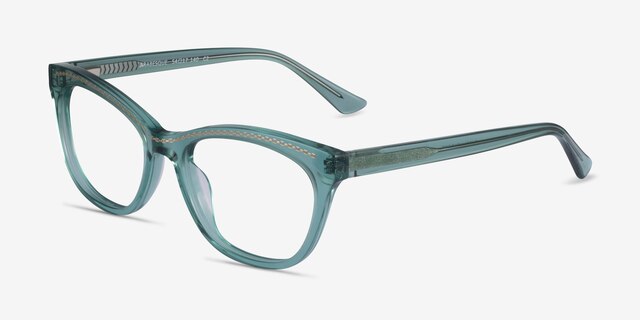 Arabesque Clear Green Gold AcétateMontures de lunettes de vue d'EyeBuyDirect, Vue d'Angle