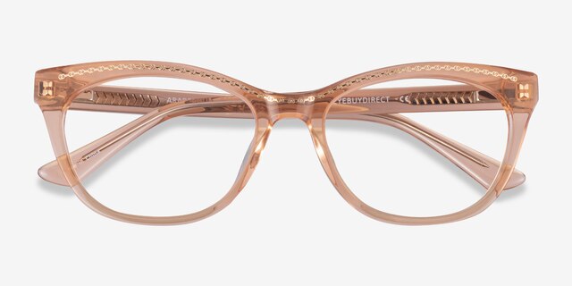 Arabesque Clear Orange Gold AcetateEyeglass Frames from EyeBuyDirect, Closed View