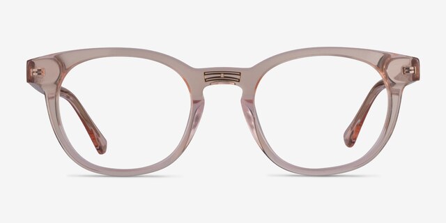Hoop Clear Pink Gold AcetateEyeglass Frames from EyeBuyDirect, Front View