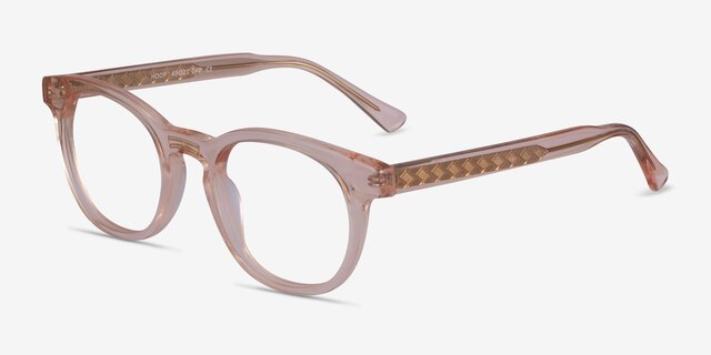 Hoop Clear Pink Gold AcetateEyeglass Frames from EyeBuyDirect, Angle View